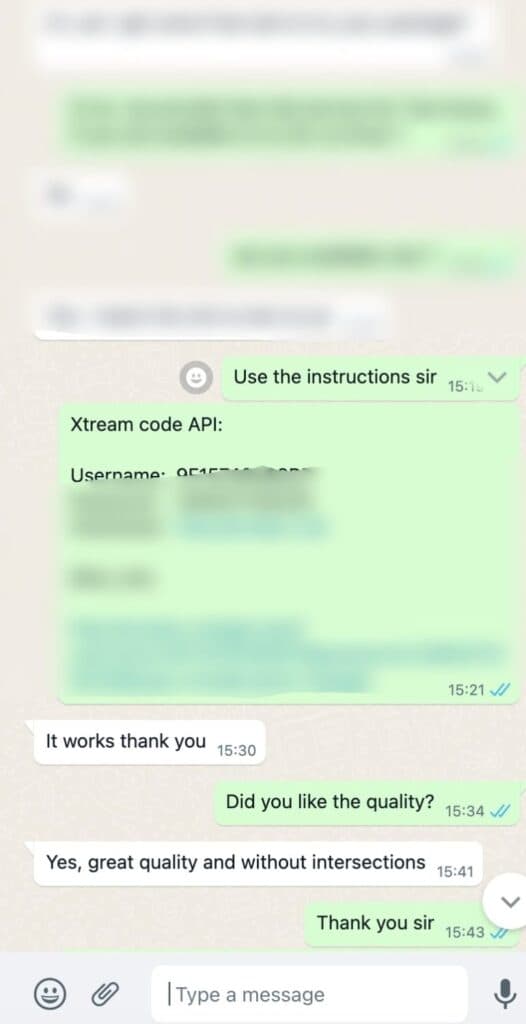 WhatsApp review 1 from a happy Open Tivi IPTV subscription customer