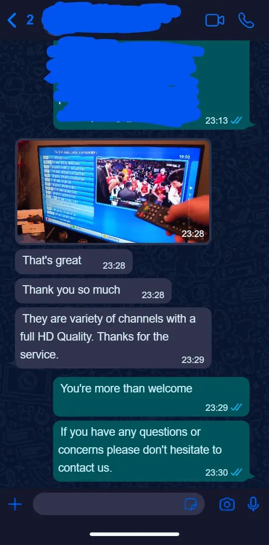 WhatsApp review 3 from a happy Open Tivi IPTV subscription customer