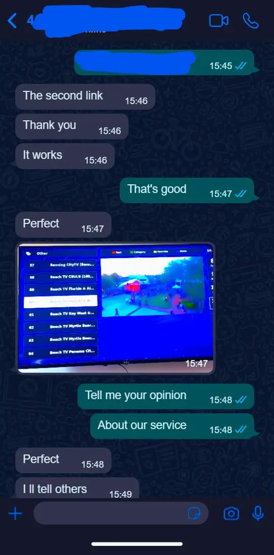 WhatsApp review 4 from a happy Open Tivi IPTV subscription customer